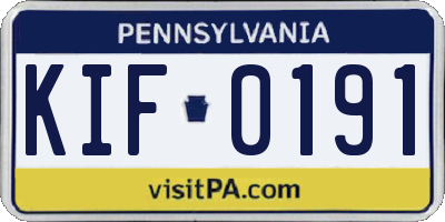 PA license plate KIF0191