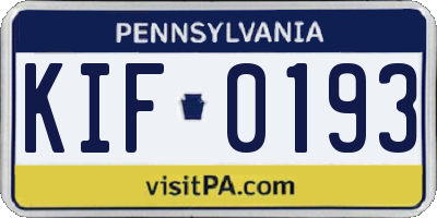 PA license plate KIF0193
