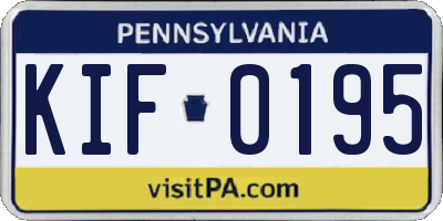 PA license plate KIF0195