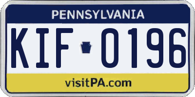 PA license plate KIF0196
