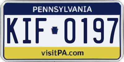 PA license plate KIF0197