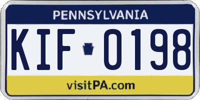 PA license plate KIF0198