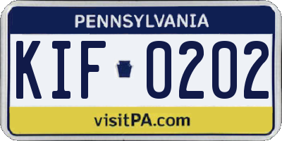 PA license plate KIF0202