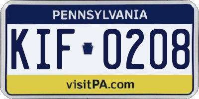 PA license plate KIF0208