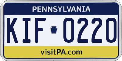 PA license plate KIF0220