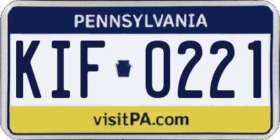 PA license plate KIF0221