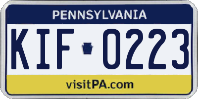 PA license plate KIF0223