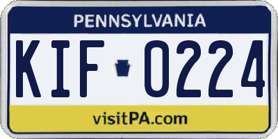 PA license plate KIF0224