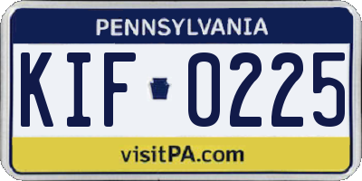 PA license plate KIF0225
