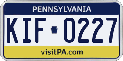 PA license plate KIF0227
