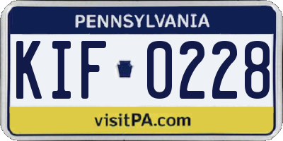 PA license plate KIF0228