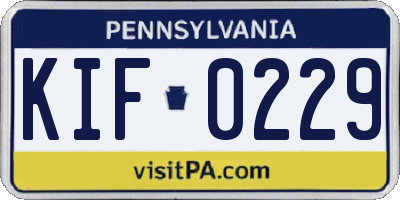 PA license plate KIF0229
