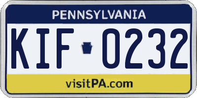 PA license plate KIF0232
