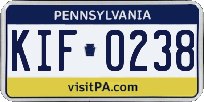 PA license plate KIF0238