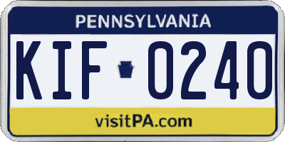PA license plate KIF0240