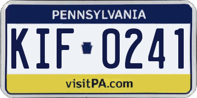 PA license plate KIF0241
