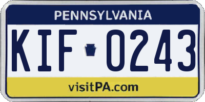 PA license plate KIF0243