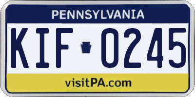 PA license plate KIF0245