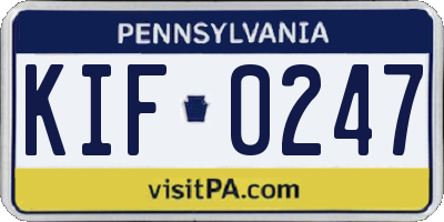 PA license plate KIF0247