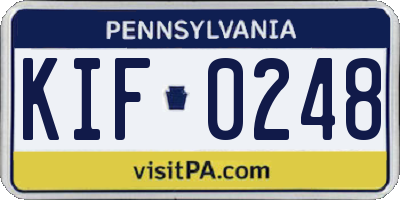 PA license plate KIF0248