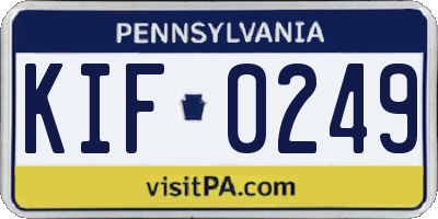 PA license plate KIF0249