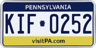 PA license plate KIF0252