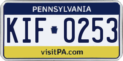 PA license plate KIF0253