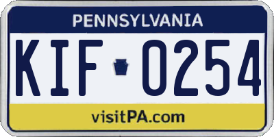PA license plate KIF0254