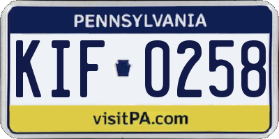 PA license plate KIF0258