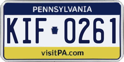 PA license plate KIF0261