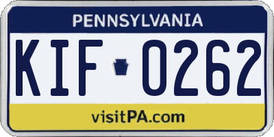 PA license plate KIF0262
