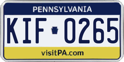 PA license plate KIF0265