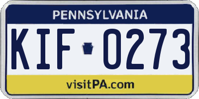 PA license plate KIF0273