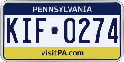 PA license plate KIF0274