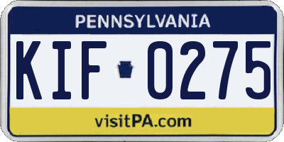 PA license plate KIF0275