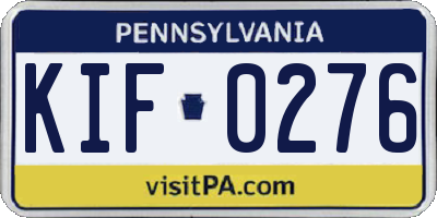 PA license plate KIF0276