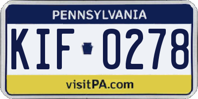 PA license plate KIF0278