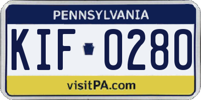 PA license plate KIF0280