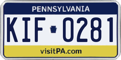 PA license plate KIF0281
