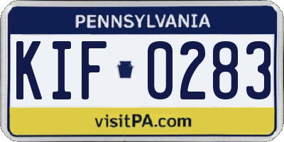 PA license plate KIF0283