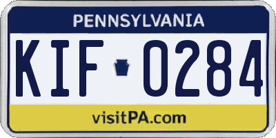 PA license plate KIF0284