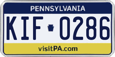 PA license plate KIF0286