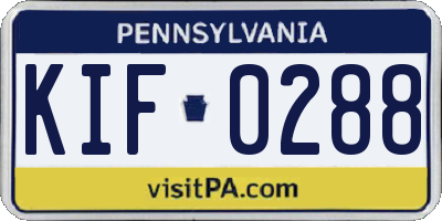 PA license plate KIF0288