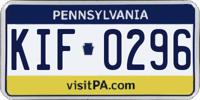 PA license plate KIF0296