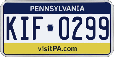 PA license plate KIF0299