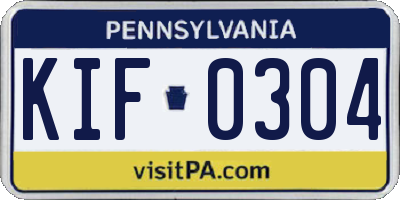 PA license plate KIF0304