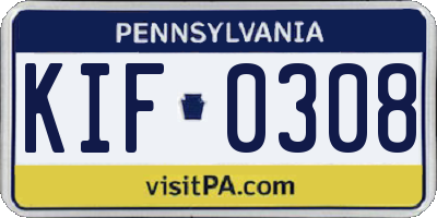 PA license plate KIF0308