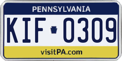 PA license plate KIF0309