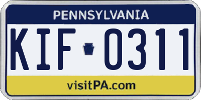 PA license plate KIF0311