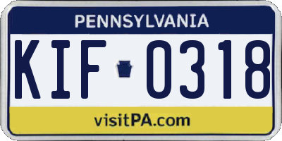 PA license plate KIF0318